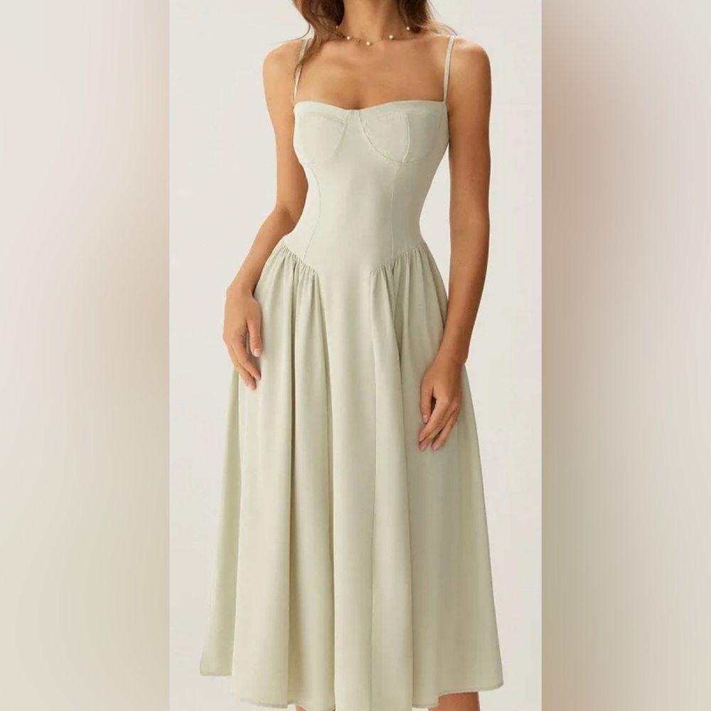RIHOAS Green A-Line Midi Dress Resort Style